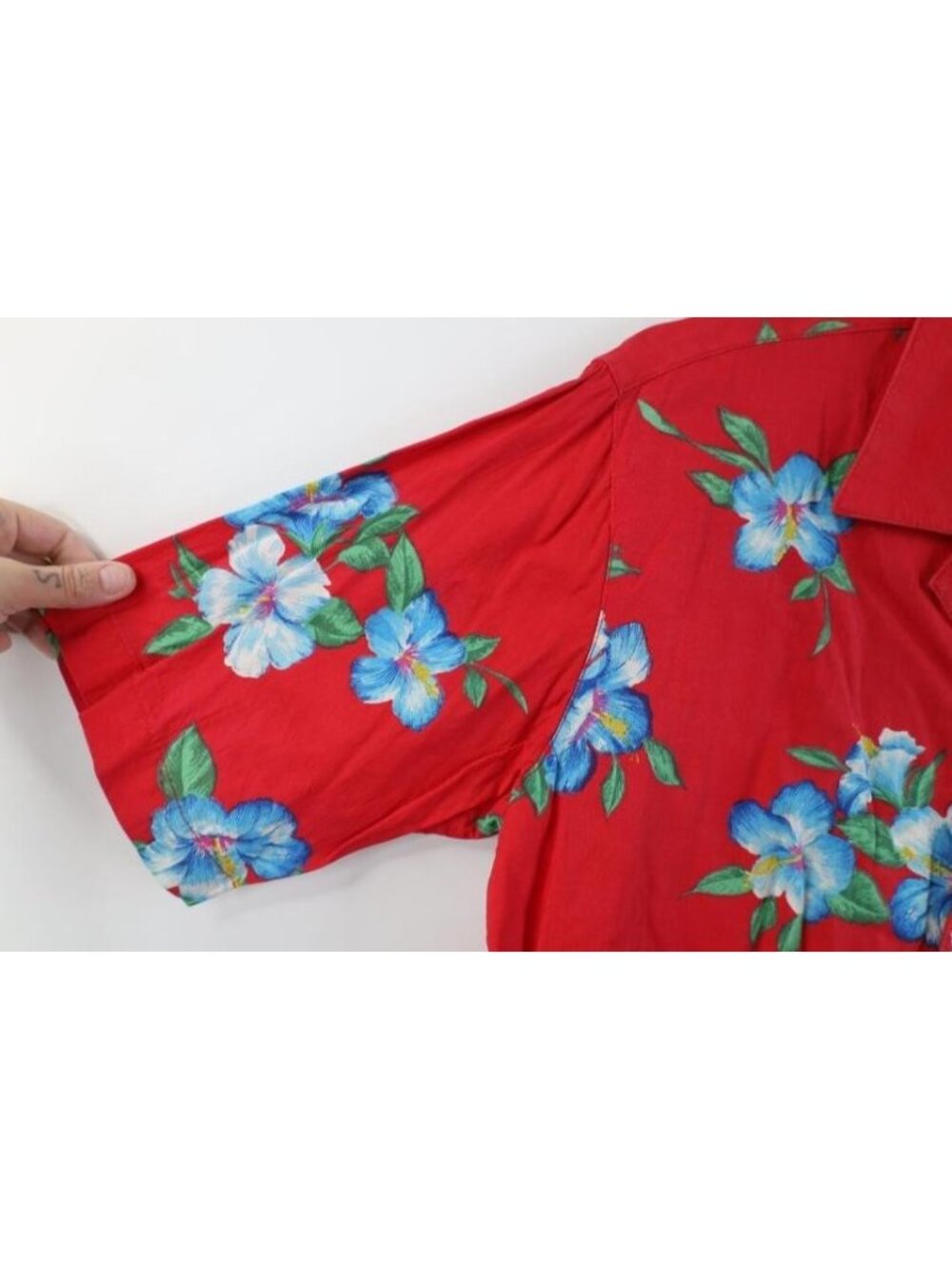 Vtg 70s 80s Streetwear Mens Medium Rayon Gabardine Flower Hawaiian Button Shirt - Picture 8 of 13